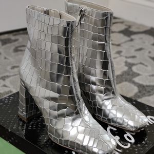 Sam Edelman Codie Silver Snake Print Leather Boots